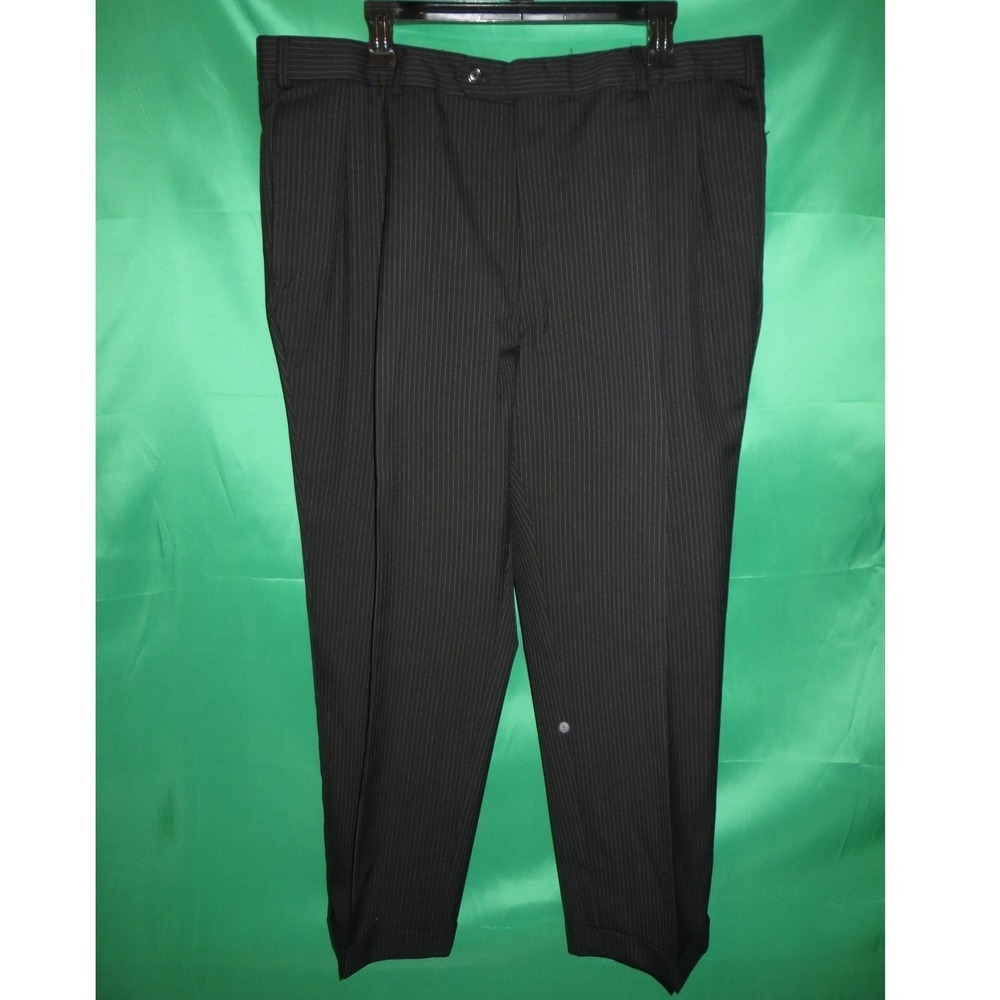 Jos. A. Bank Mens 46R Pinstripe Suit 100% Wool Charcoal Grey 2-Piece 40x26 Pants - Picture 7 of 16